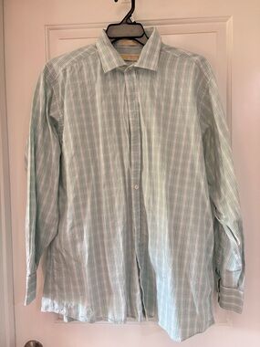 MICHAEL Michael Kors Light Mint Plaid Cotton Button-Down Shirt